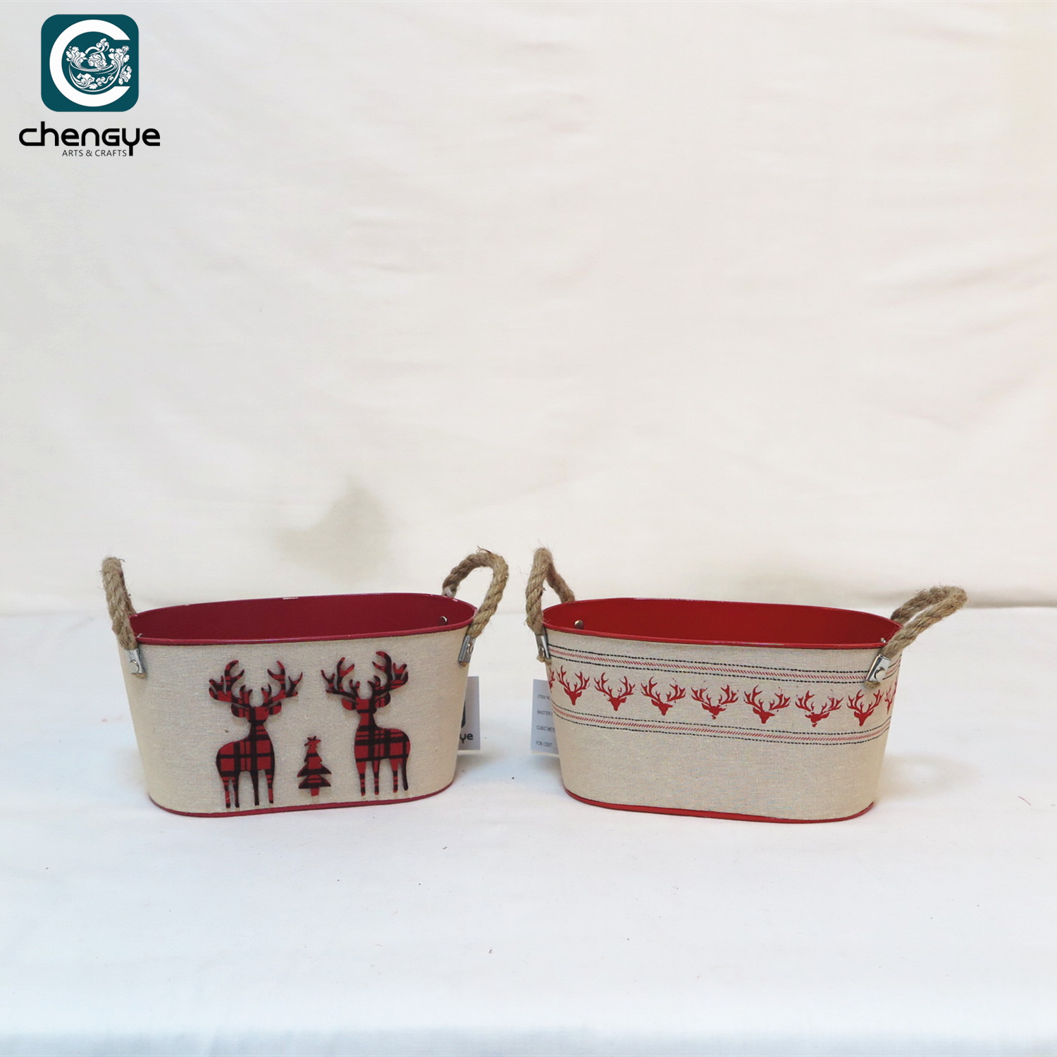 Oval shape Christmas metal bucket