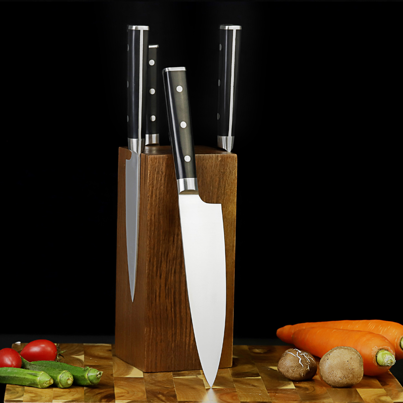 5pcs steel head knife set with Wooden Block