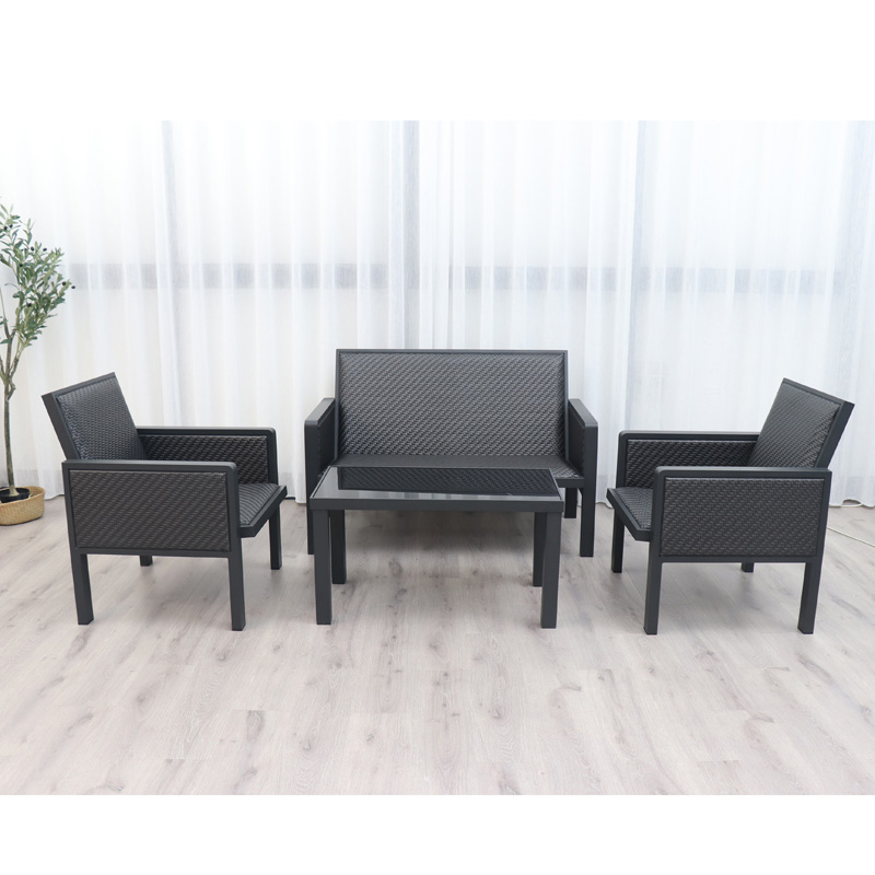 1 Outdoor leisure furniture Steel Wicker 4pcs Coffee Set