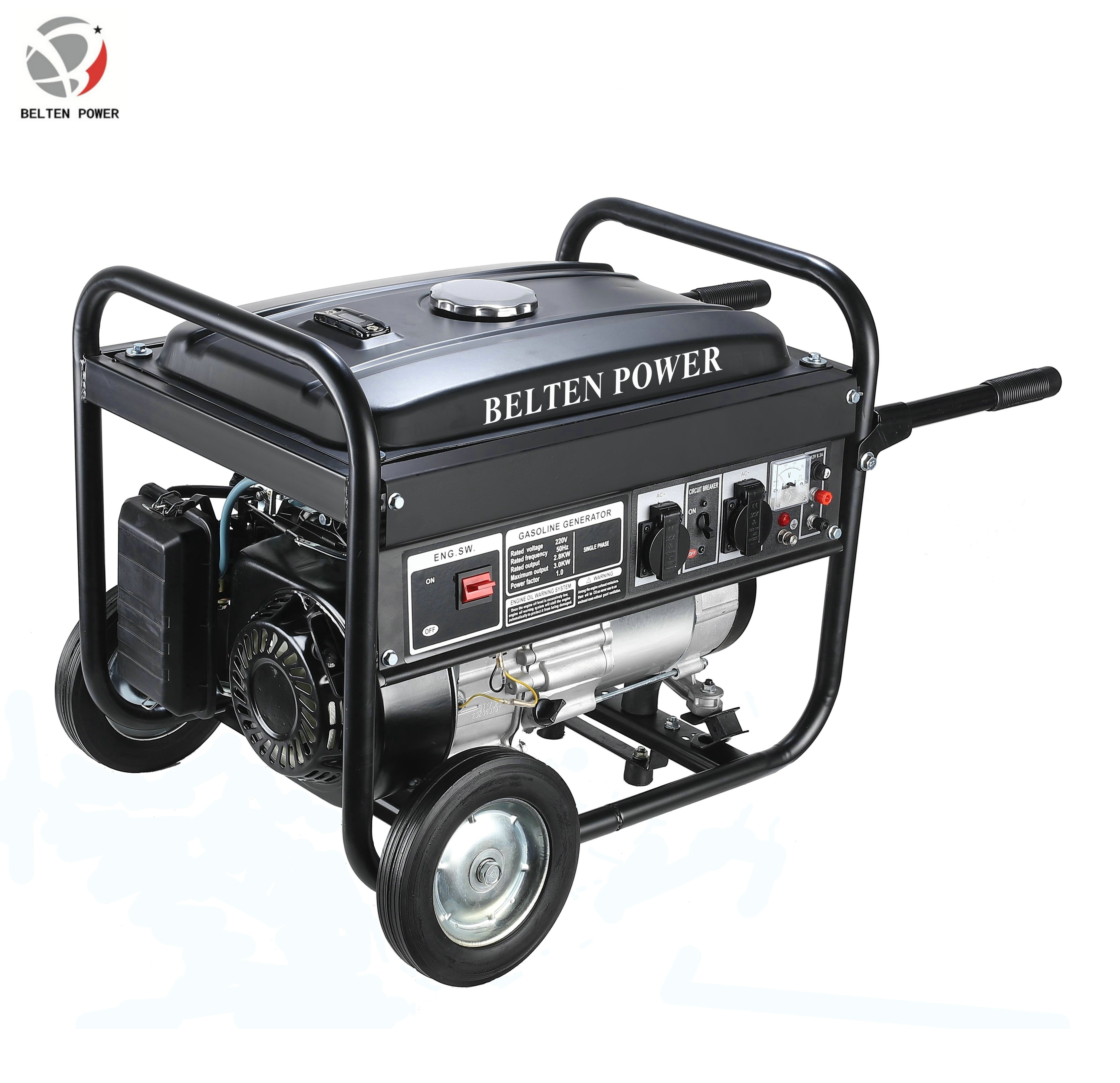 2.8KW rated power 220V 50HZ electric start with handle and wheels gasoline generator