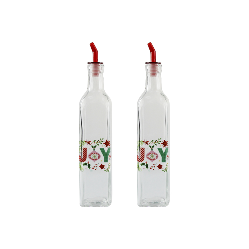 Oil and vinegar bottle with decal
