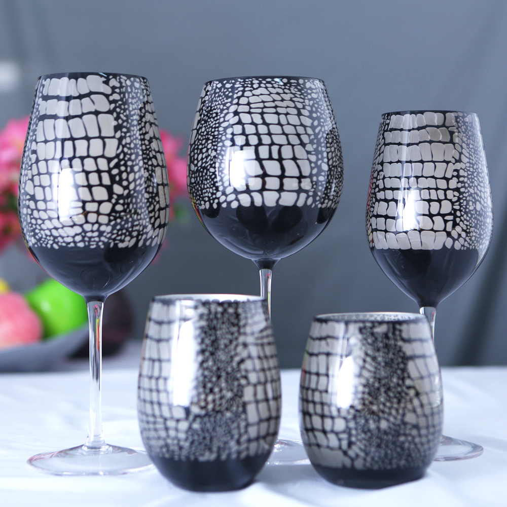 Gray snake wine pattern glass set, electroplating craft, personalized glass cup