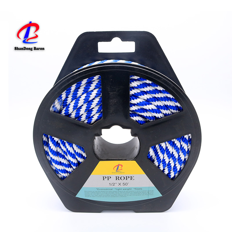 PP solid braided rope, white and blue,12strand, 18 strand
