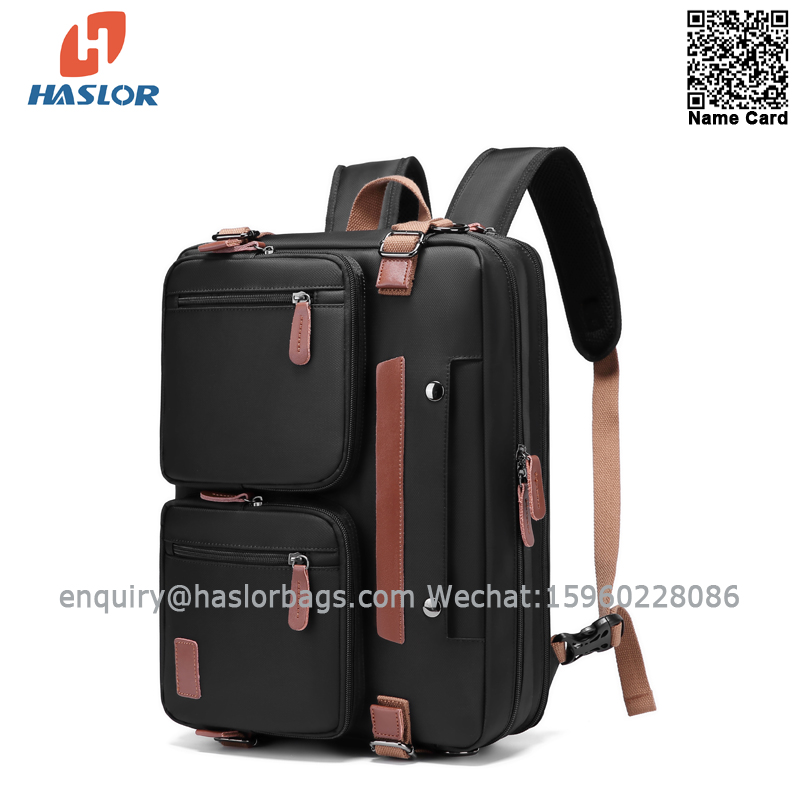 04#Convertible Backpack Messenger Bag Shoulder Bag Laptop Case Handbag Business Briefcase Multi-Functional Travel Rucksack 17.3 Inch for Men/Women