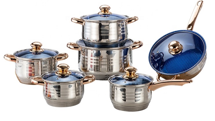Stainless steel cookware set 12pcs