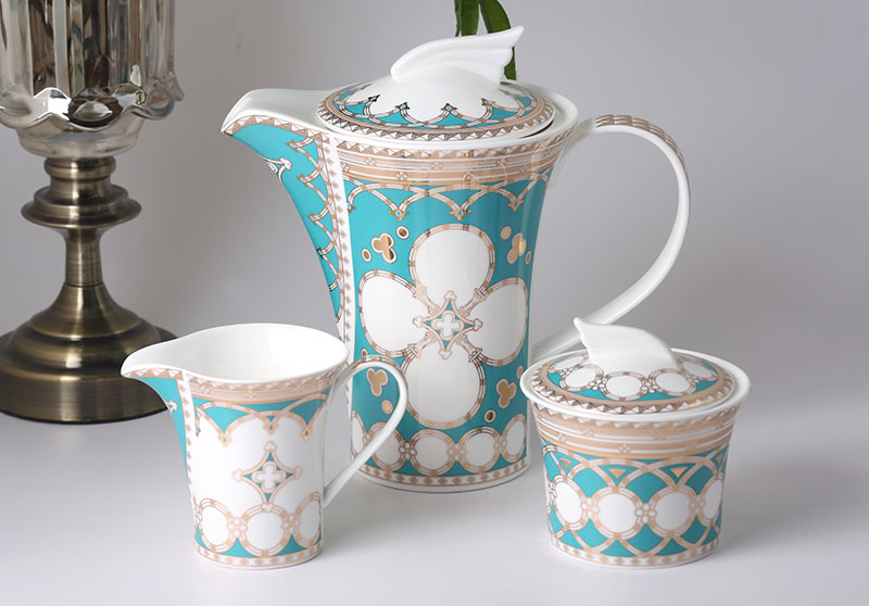 ZHR18073 golden design Blue Waltz15pcs tea set