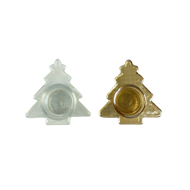Christmas-themed glass candleholder