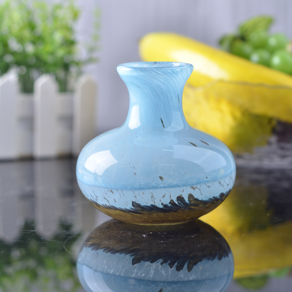 Two-color spliced small mouth glass vase, color never fades, a flower vase