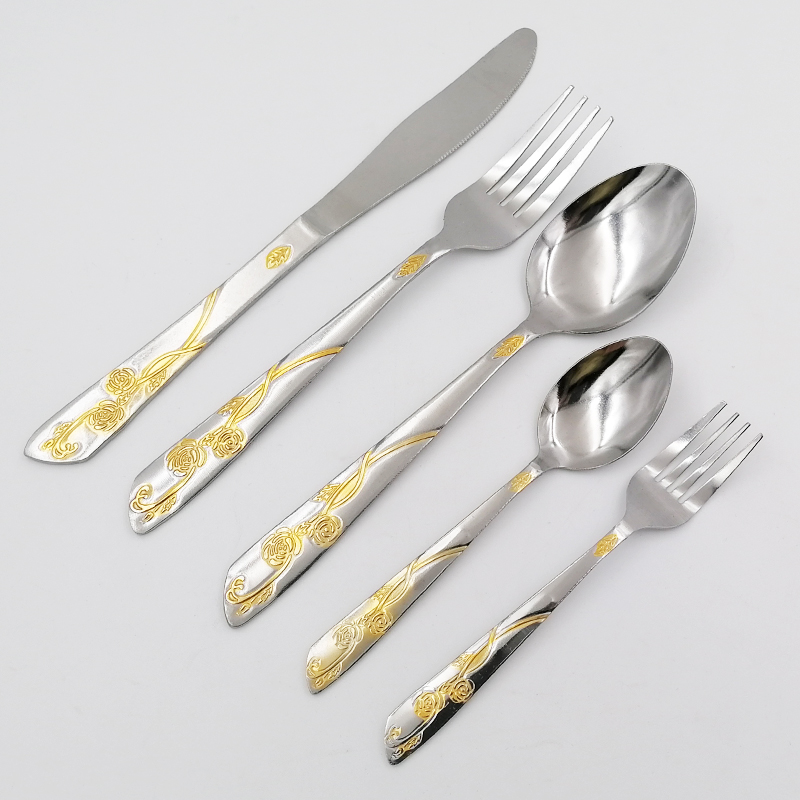 Hot selling the middle-East gold-plated stainless steel flatware