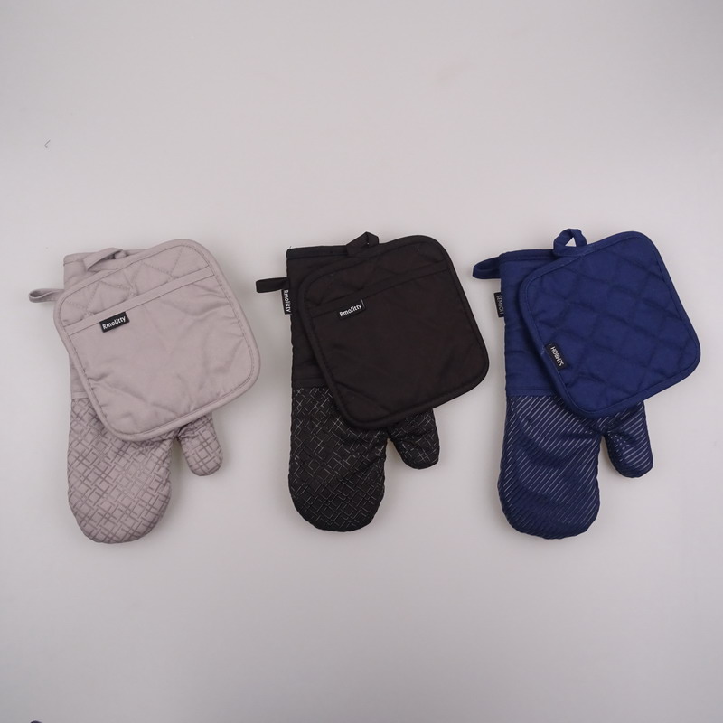 silicone print kitchen oven glove and pot holder set