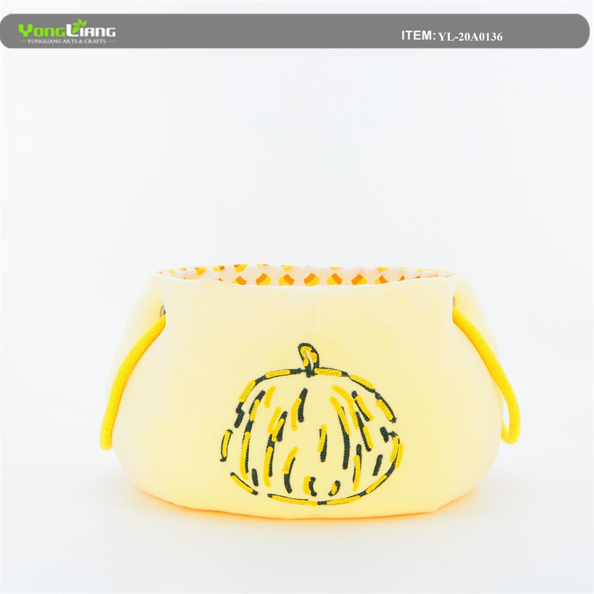 Halloween Candy Bags Round Tote Trick or Treat Bags Pumpkin Party Decoration Basket with Handles