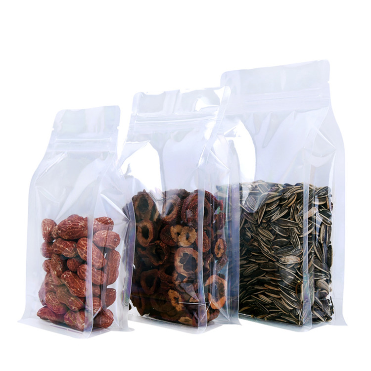 Stand up transparent ziplock package pouch bag for food