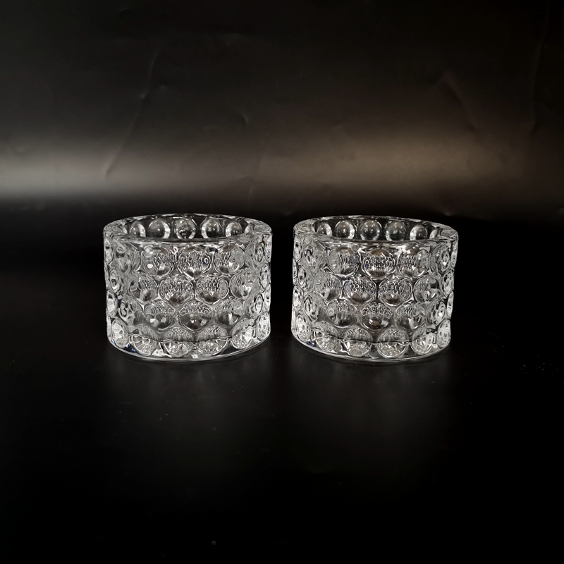 Round shape crystal glass candle holder for and tealight