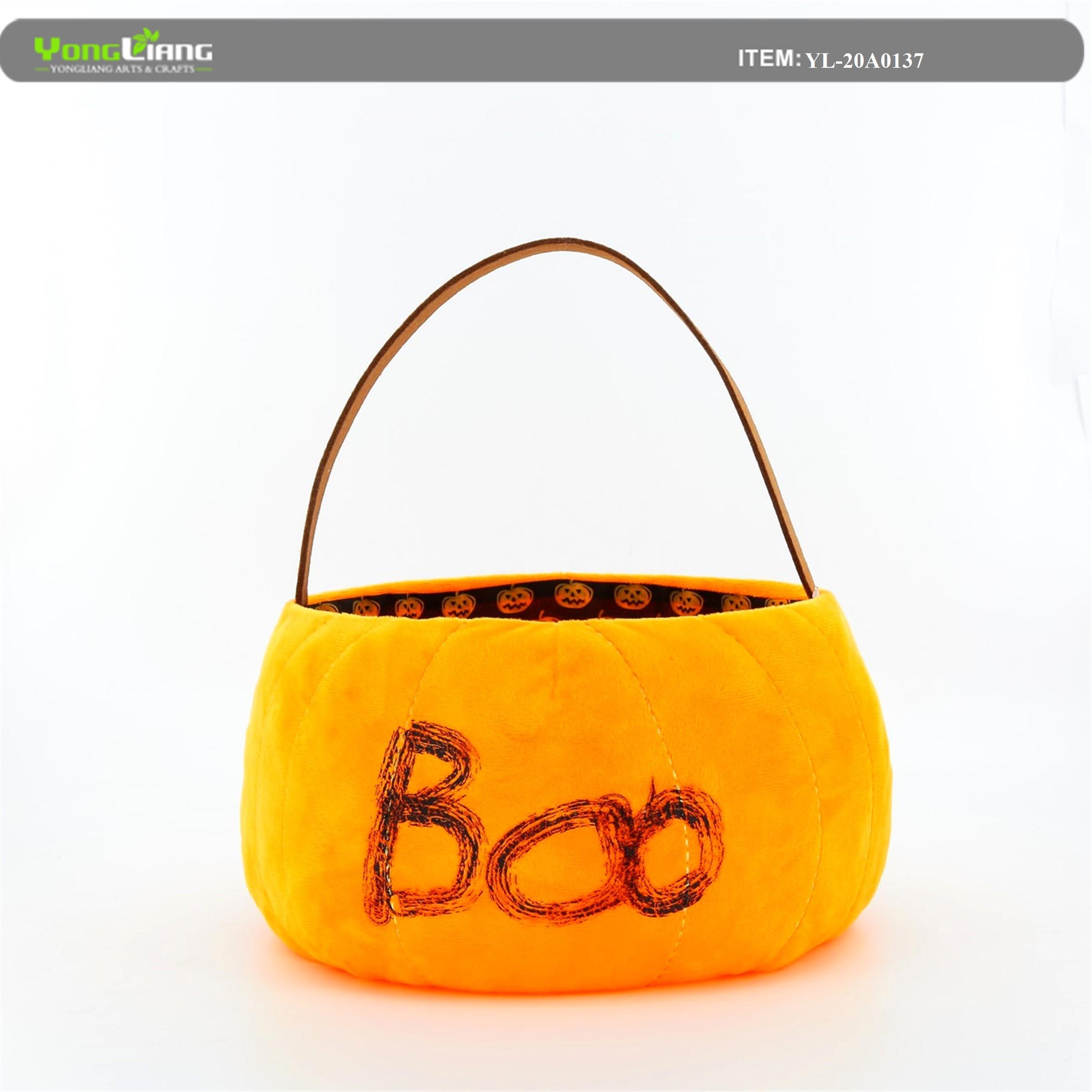 Halloween Candy Bags Round Tote Trick or Treat Bags Pumpkin Party Decoration Basket with Handles