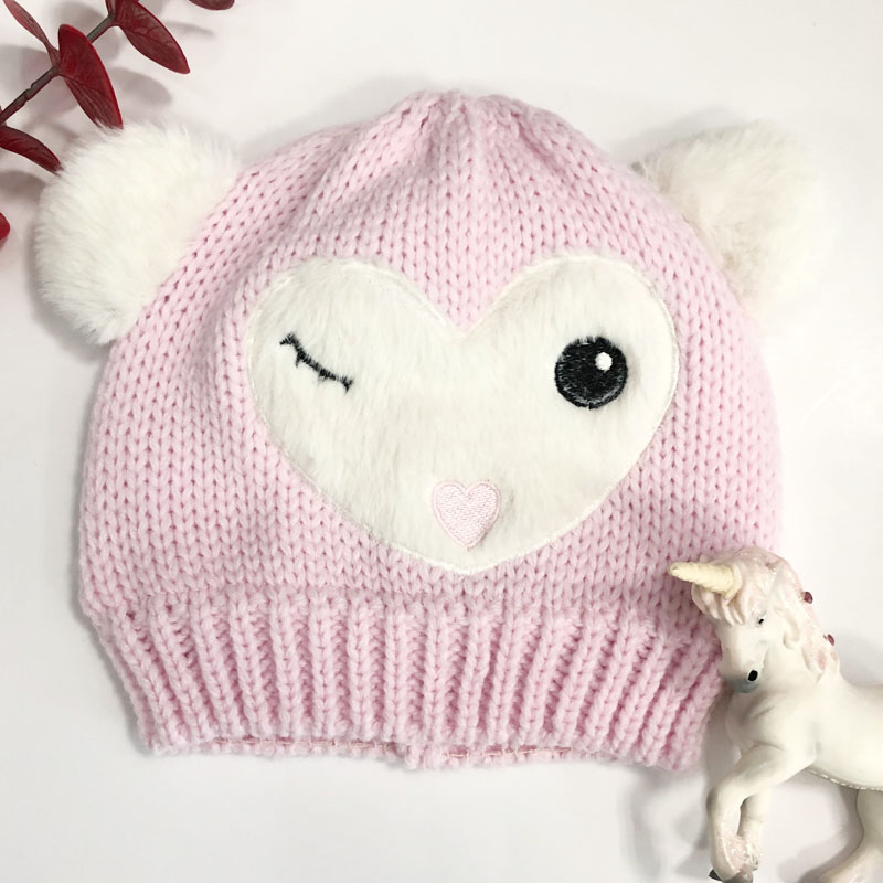 Hy200154 Girls Owl Beanie Hat