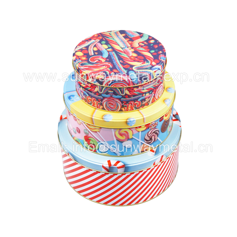 Round tin box Promotional gifts Food packaging 5 size Christmas tin box
