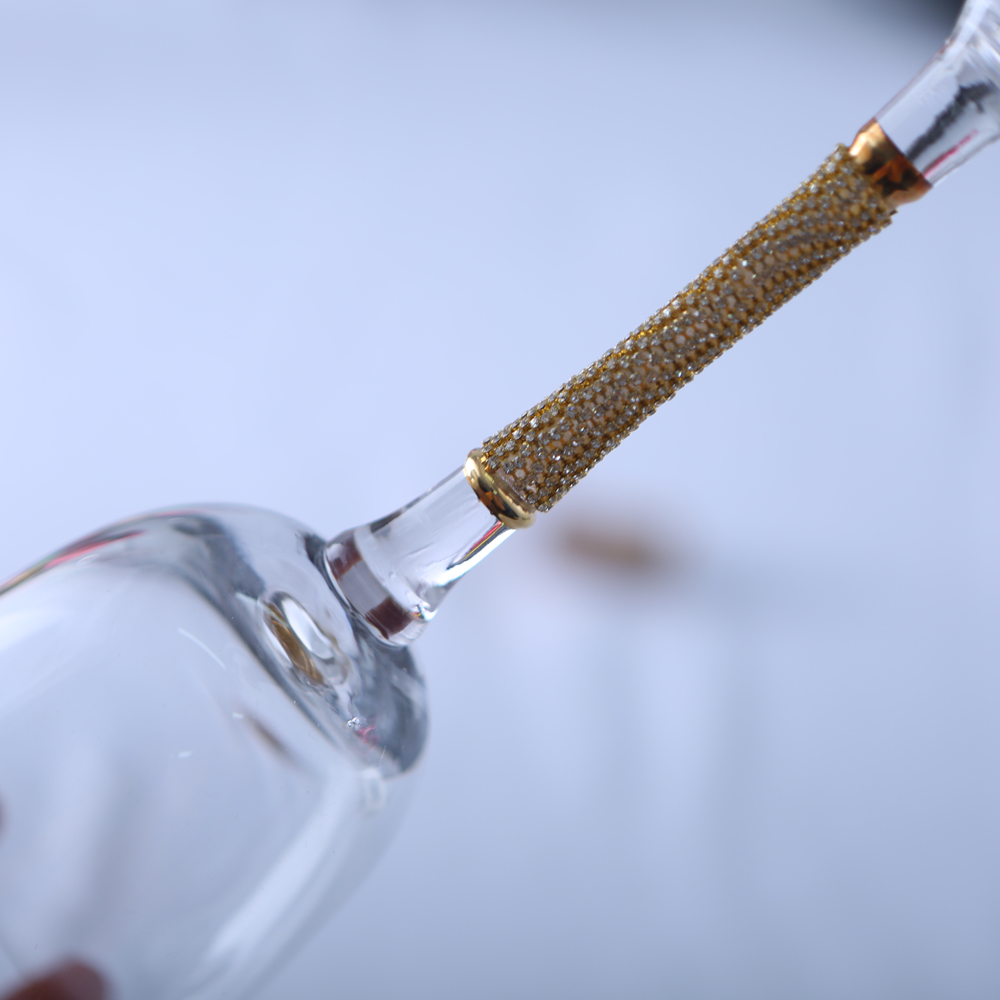 Transparent diamond wine glass set, high quality wine glass and champagne glass