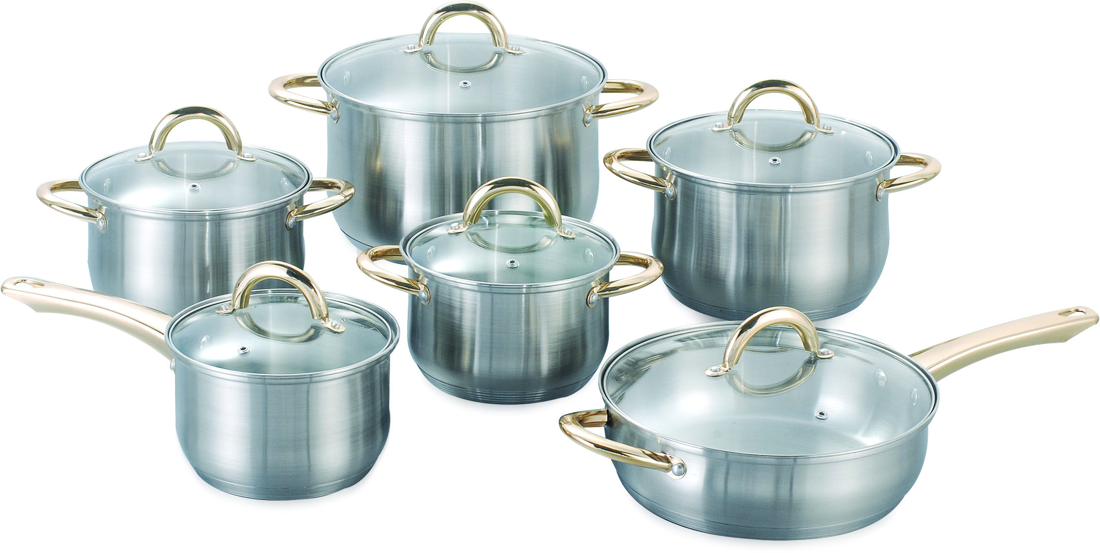Stainless steel cookware set 12pcs