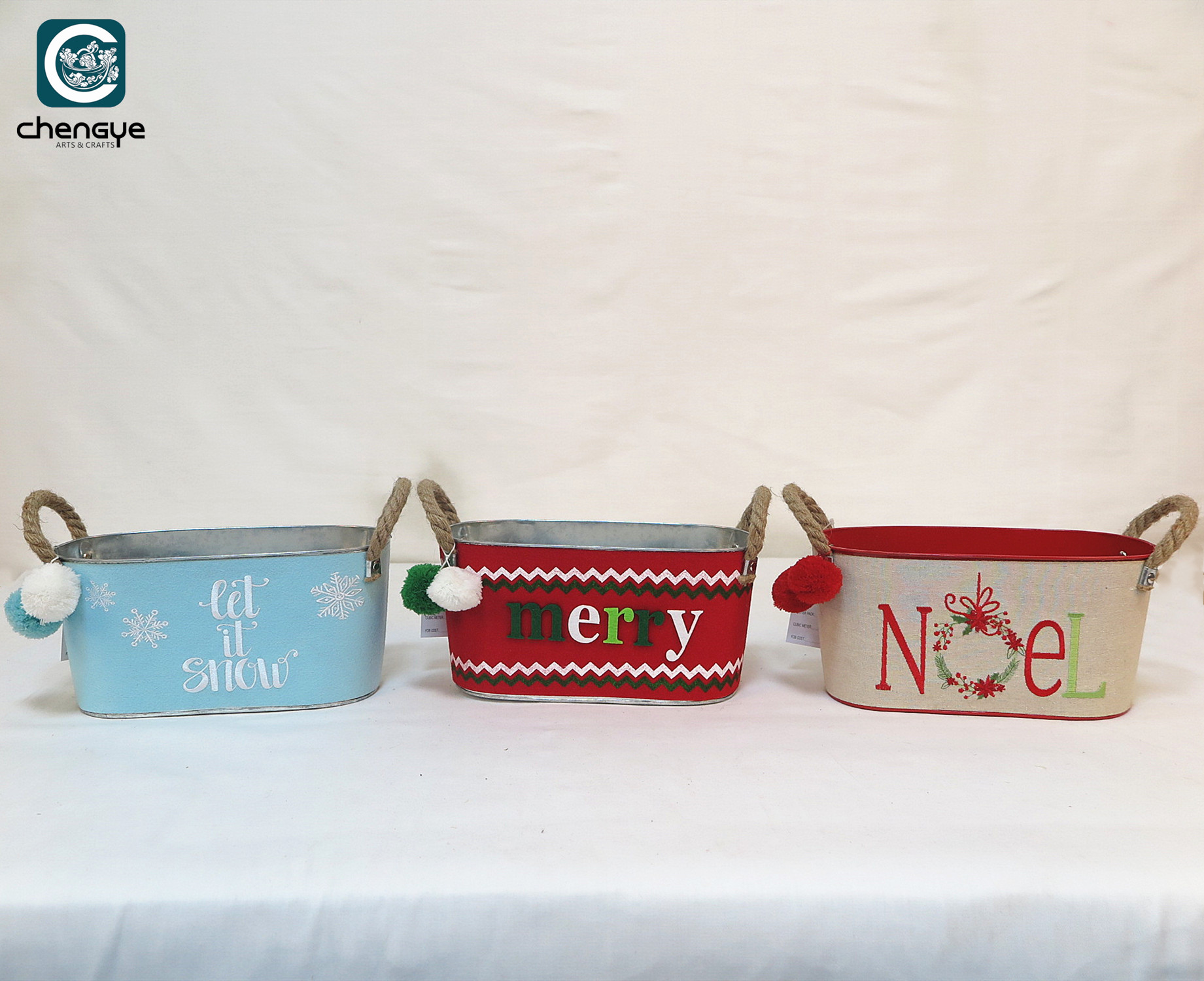 Oval shape Christmas metal bucket