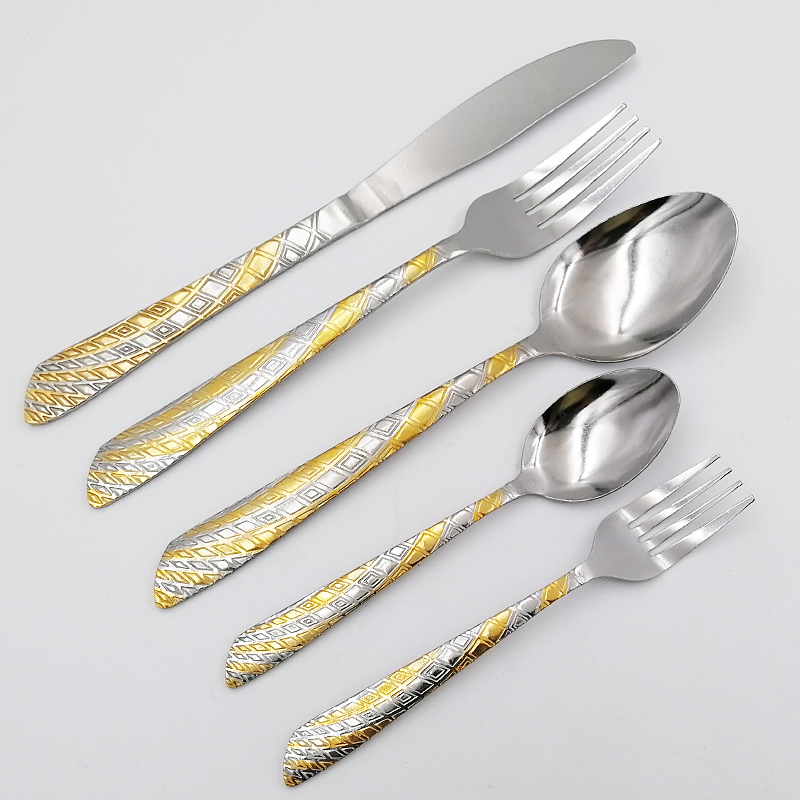 Hot selling the middle east gold-plated stainless steel knife fork spoon