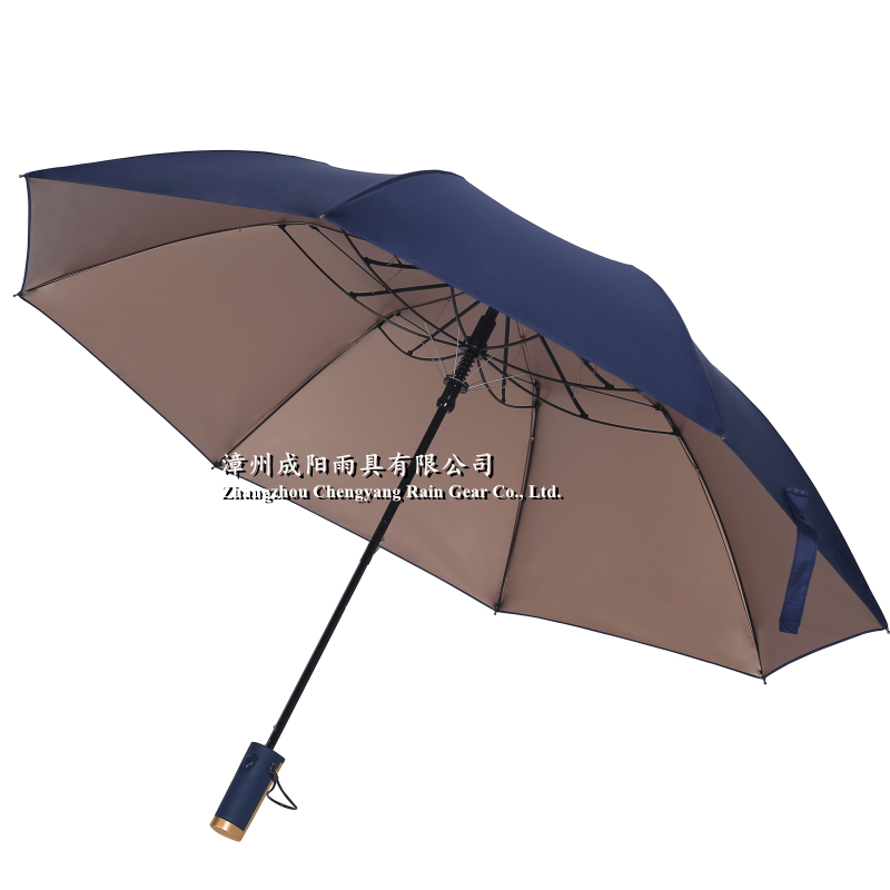22" x 8 black ribs 2 section auto open folding umbrellas ready stock