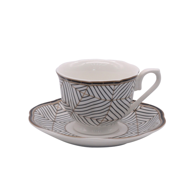 ZH-1966 gold gridding design 100cc cup and saucer