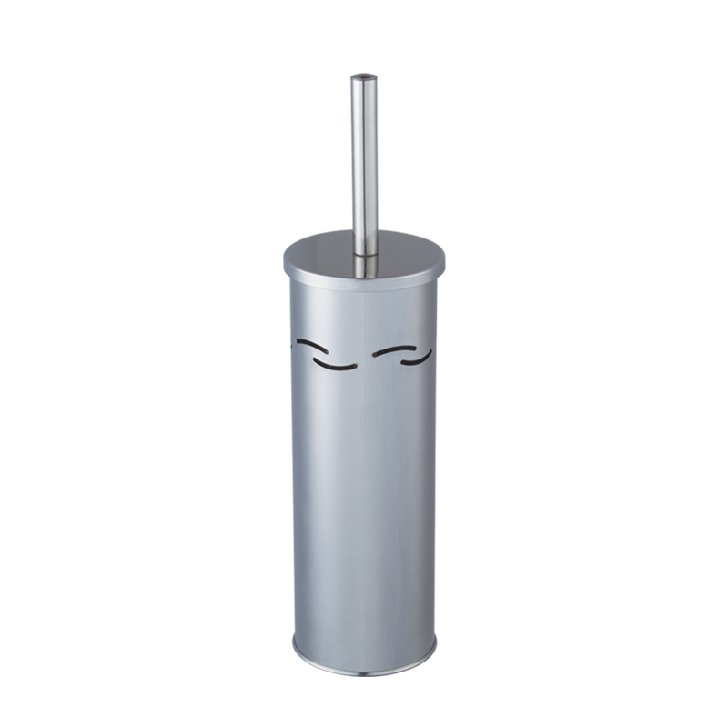Stainless steel Cylinder metal bathroom round Toilet Brush holder with doom lid