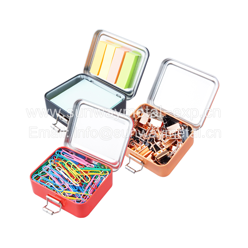 Hinged tin box office stationery kit promotional gifts