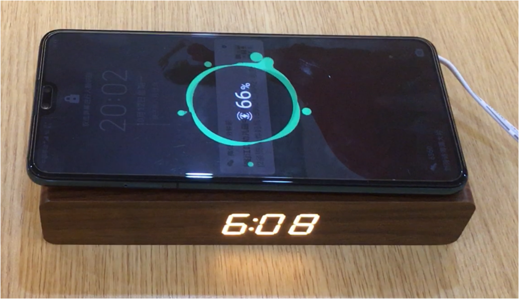 HOT Iso wireless charger clock Wood table alarm Clock Charging Wood Clock Wireless Charger