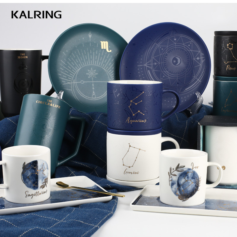 Ceramic tableware porcelain dinner set gift mug set color glaze plate coffee mug
