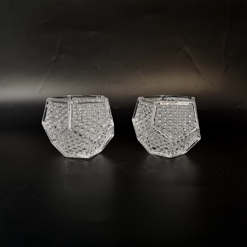Geometric shaped glass candle holder for tealight