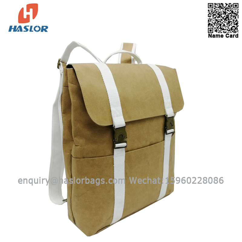 001P# Eco-friendly Kraft Paper Backpack Bags washable paper bag Lightweight Casual Daypack