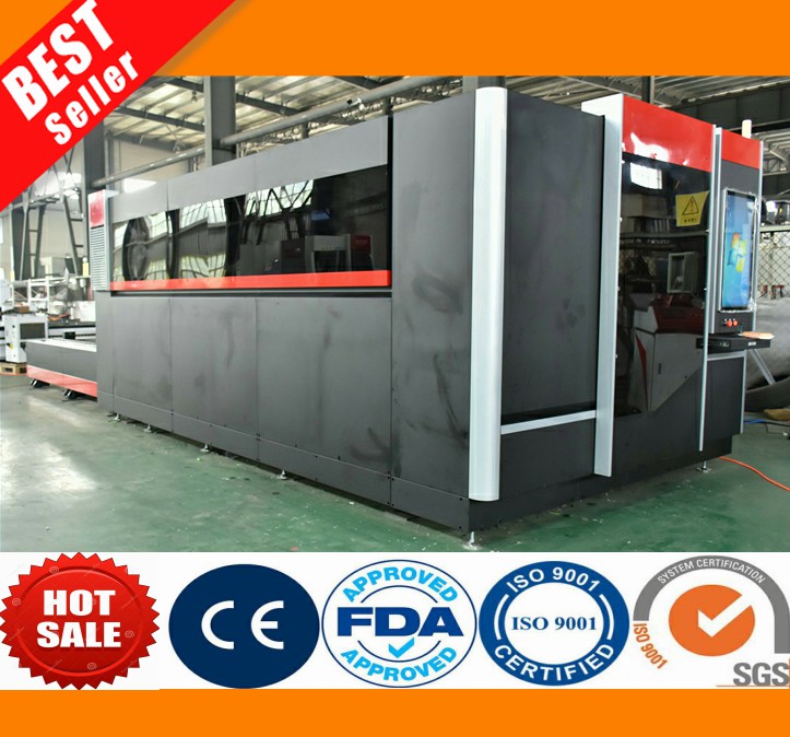 High Power CNC Fiber Laser Cutting Machine for Metal Sheet Steel Plate Fiber Laser Cutter with Full Cover Dual Working Table 10kw 12kw Factory Price