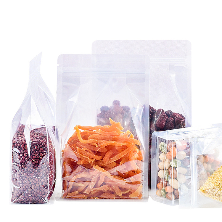 Food Grade Laminated Plastic Transparent Flat Bottom Zip Lock Food Packaging Bag