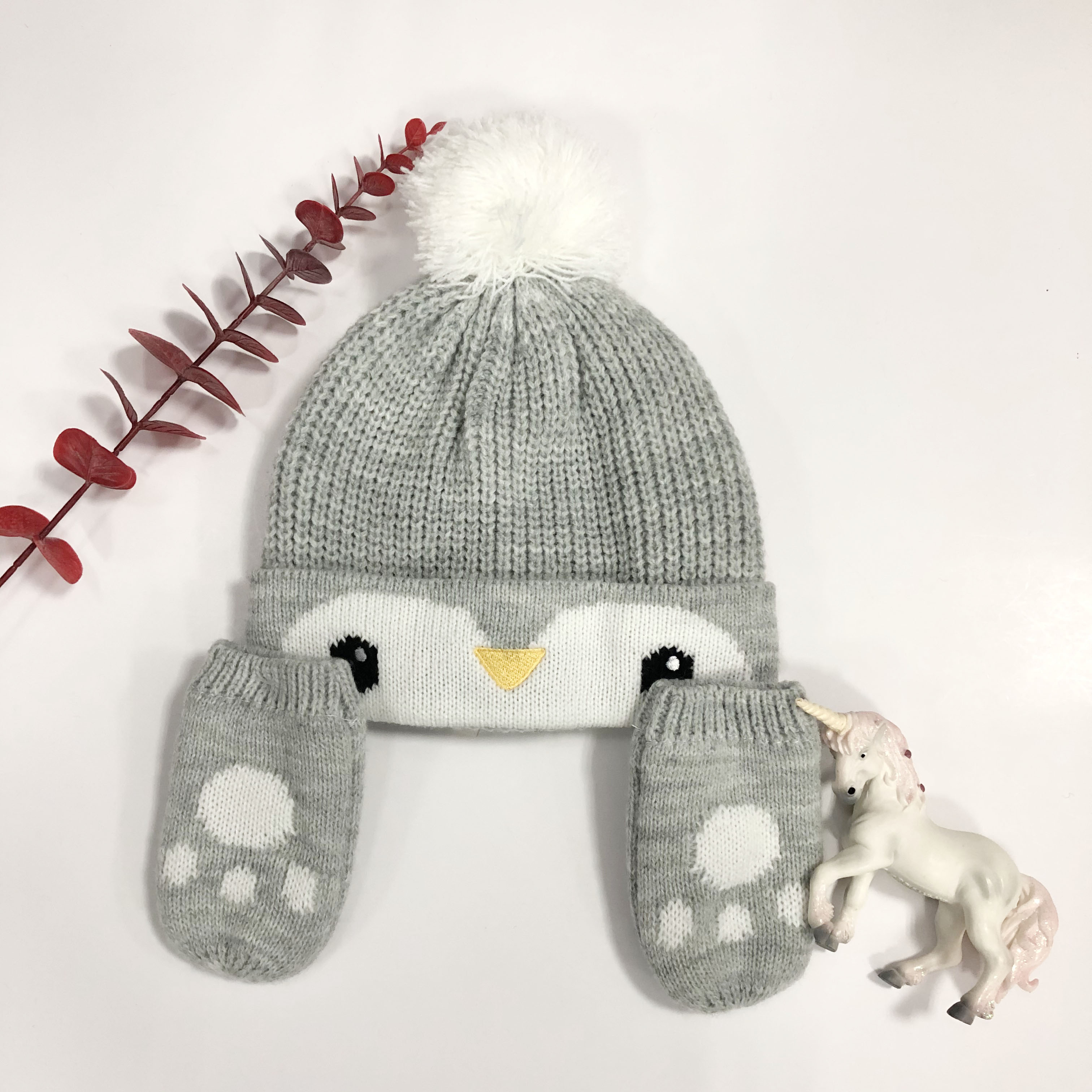 127219 Bby B Penguin Hat And Mitten Set