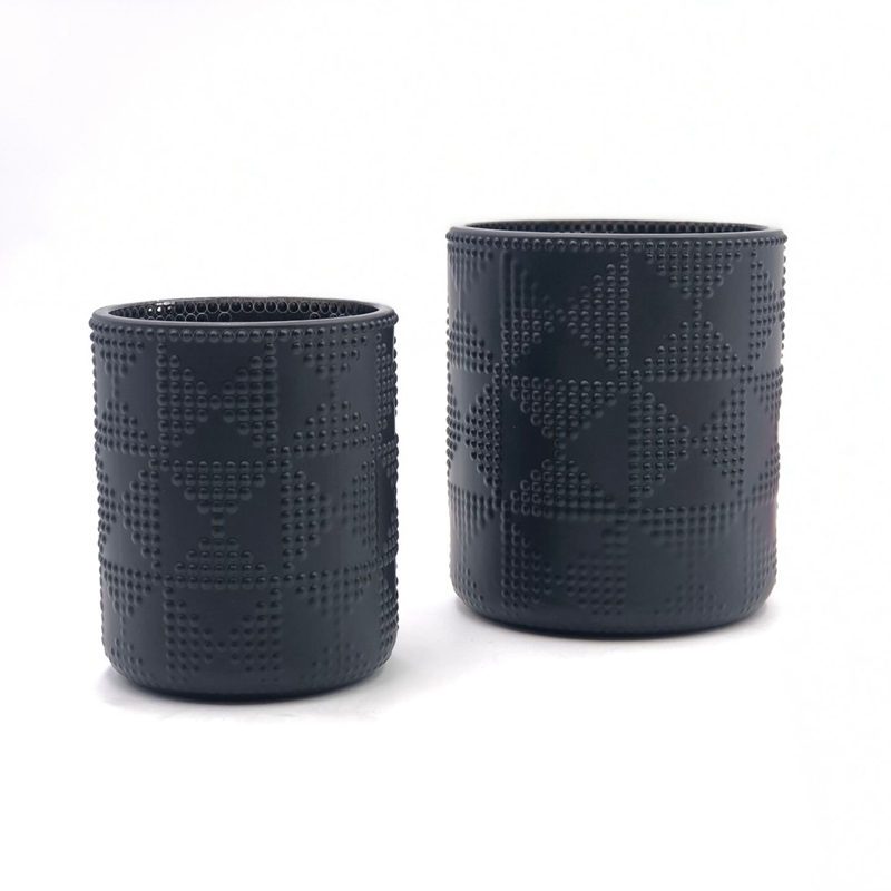 Black Glass Candle Jar Candle container With Wood Lid