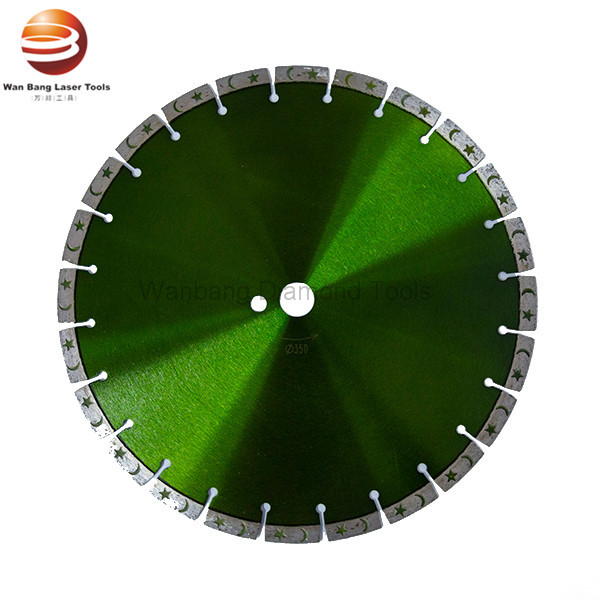 Laser welded diamond saw blade with moon and star shape segments