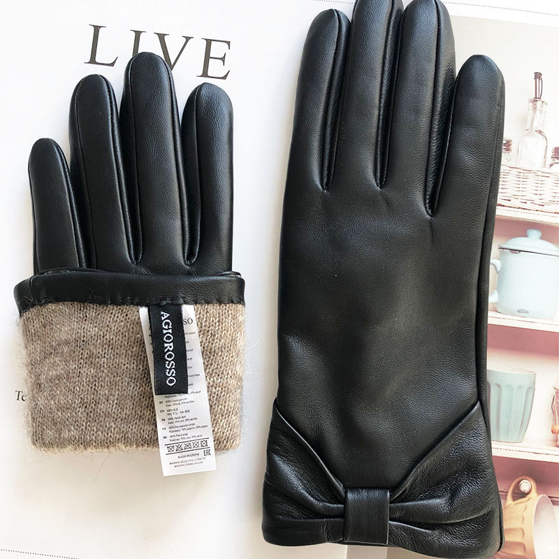 Women's classical fashion sheepskin leather gloves