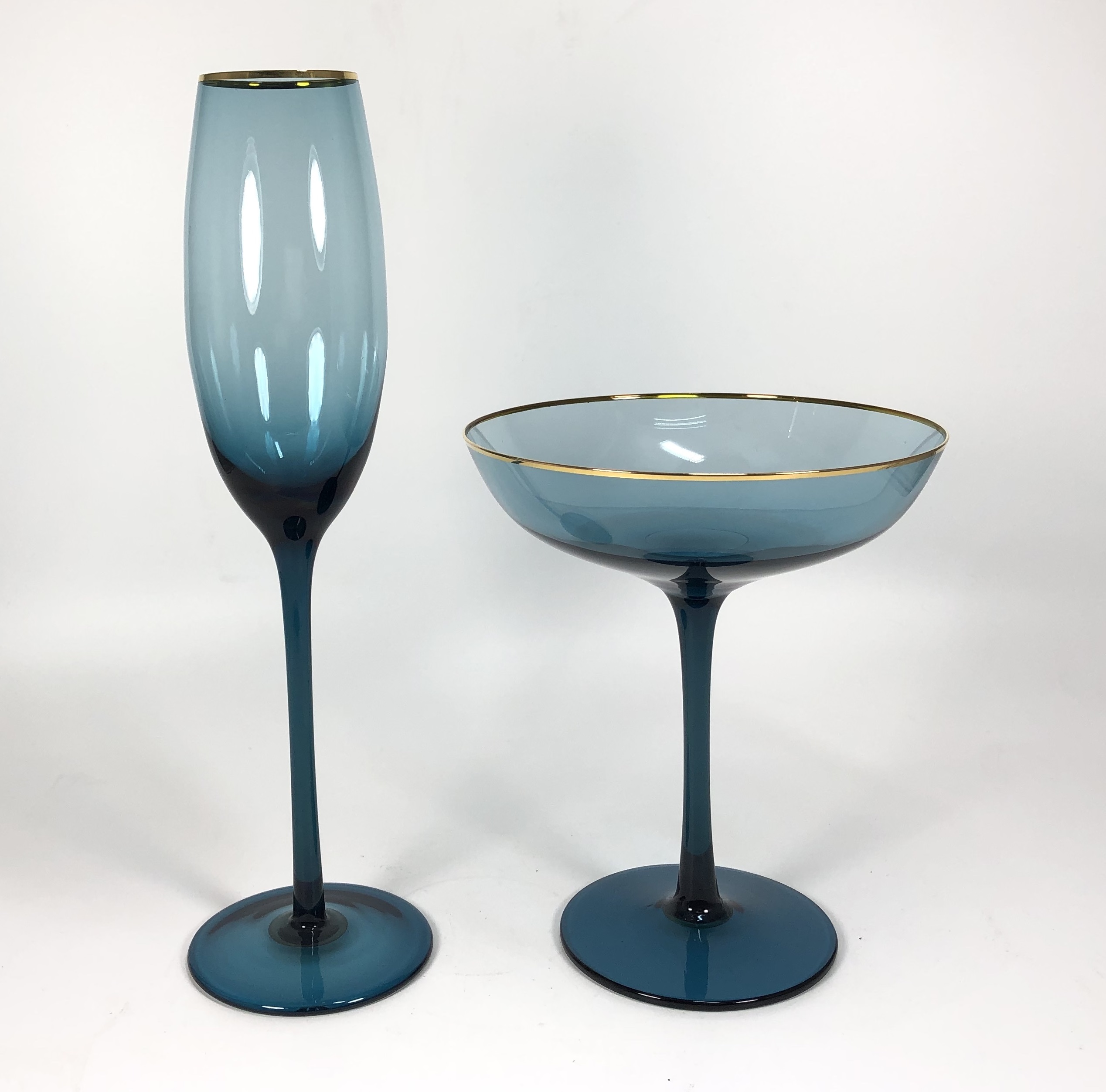 Dark blue crystal glass champagne flute