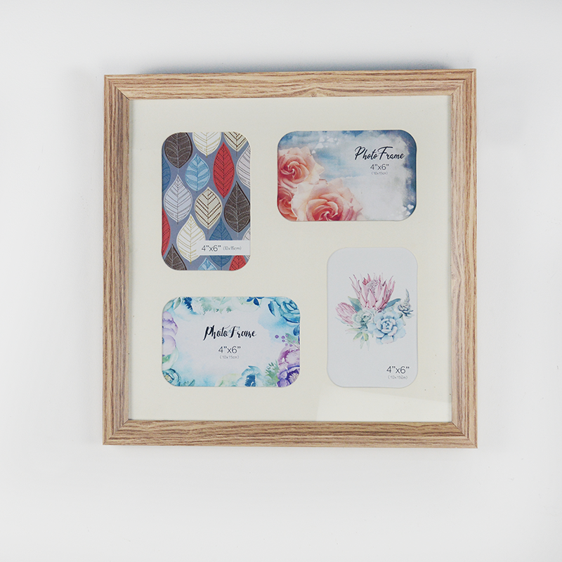 4 Grids Photo Frame Natural Wood Colour