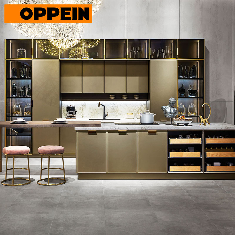 OPPEIN Modern Kitchen Cabinet Design with Island