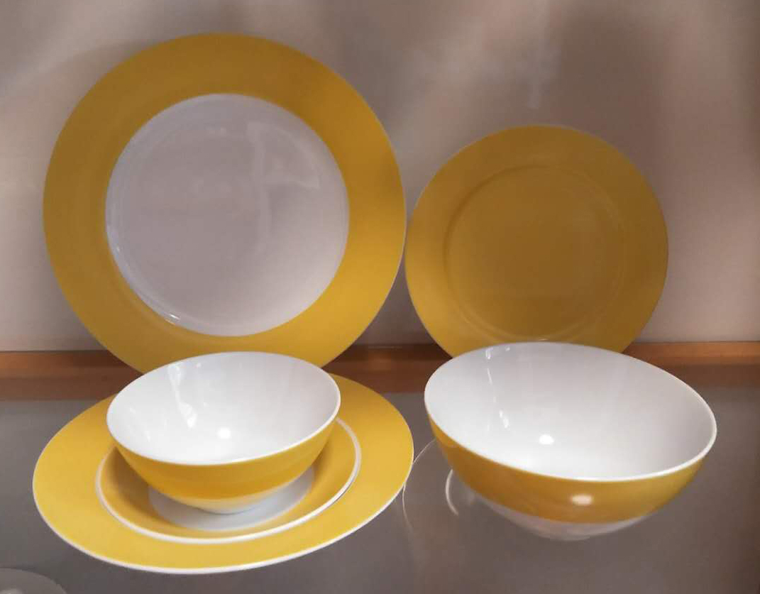 new bone china with colored decor