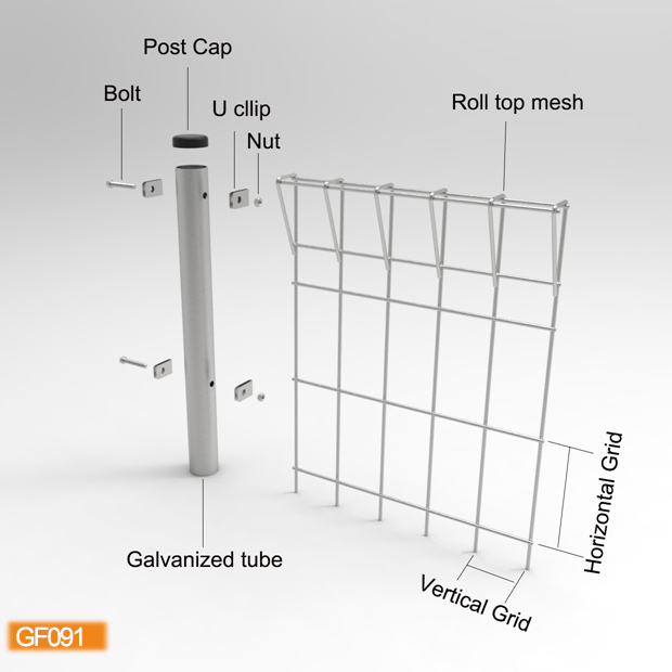 decrative powder coating roll top fence