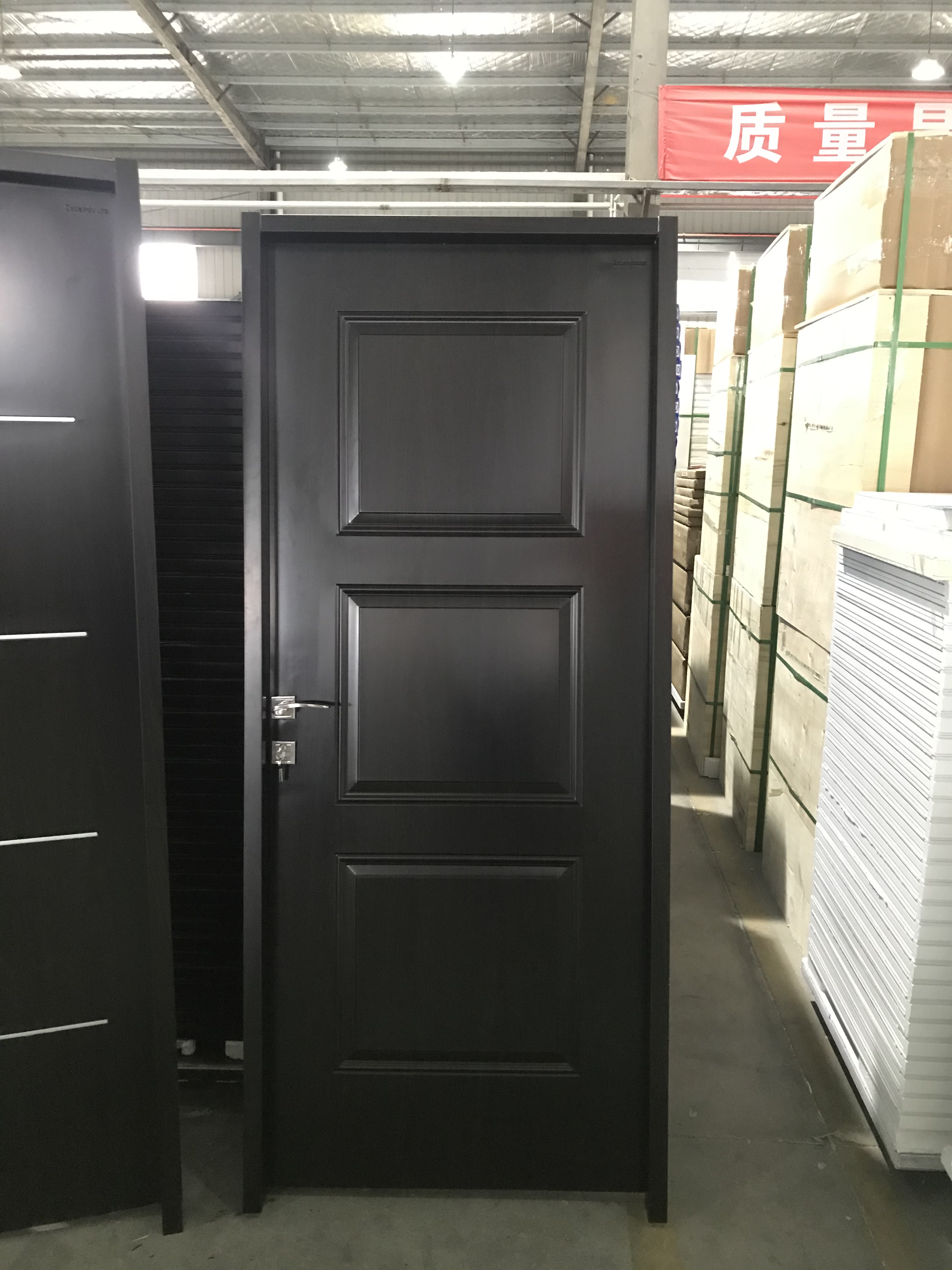 Fangda Dark black American panel steel door 3 panels