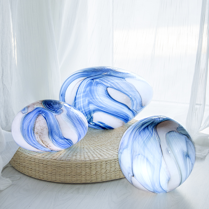 Art color glass decorative lighting handmade spherical/oval/stone shape without base TL12/TL11/G12-22 Blue Agate effect