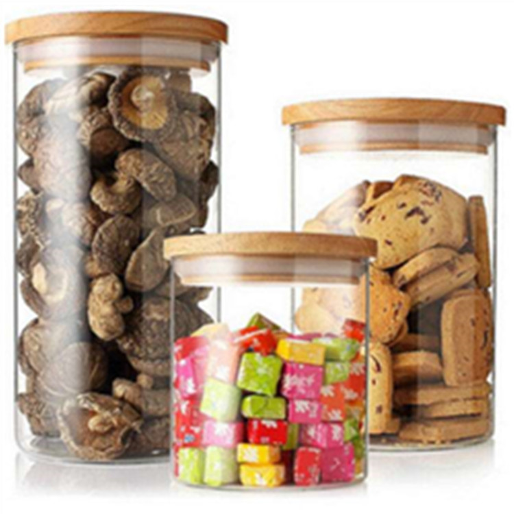 High Borosilate Glass Jar With Bamboo Wood Lid