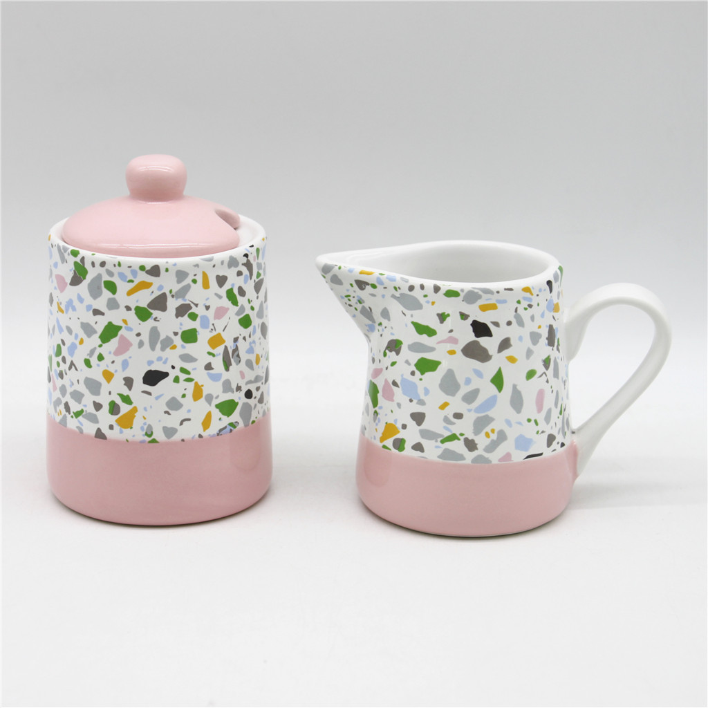 Decal ceramic cream pot sugar pot set