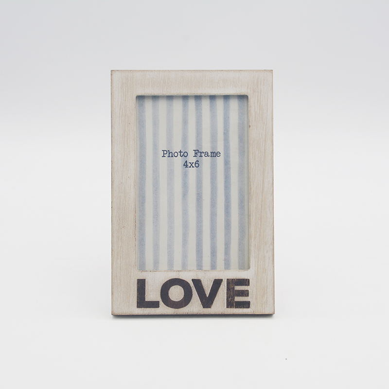 Wood Photo Frame White Wash - LOVE