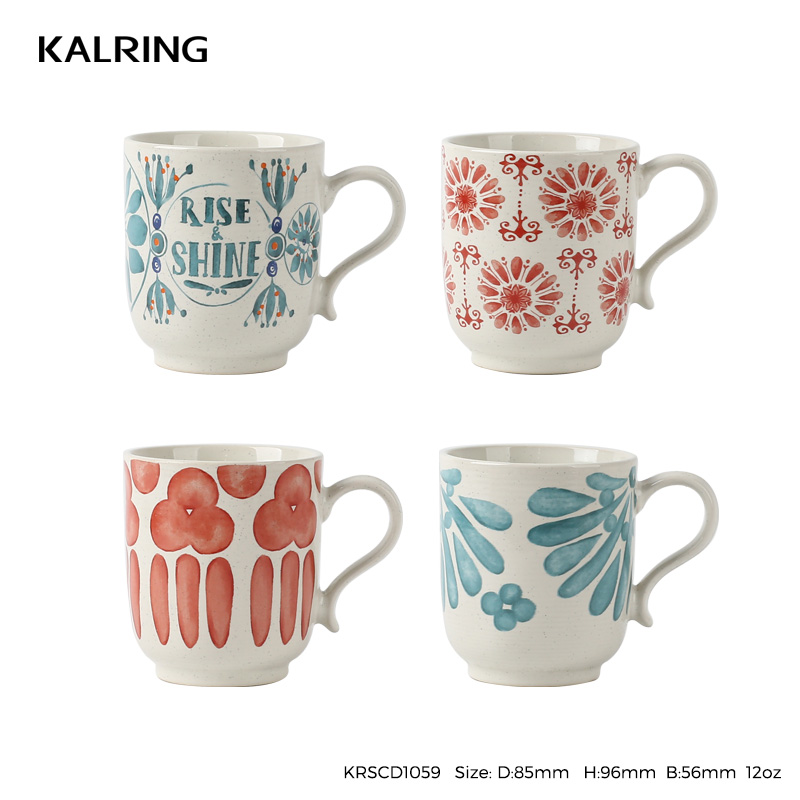 Ceramic tableware new bone china mug gift mug with water color flower design
