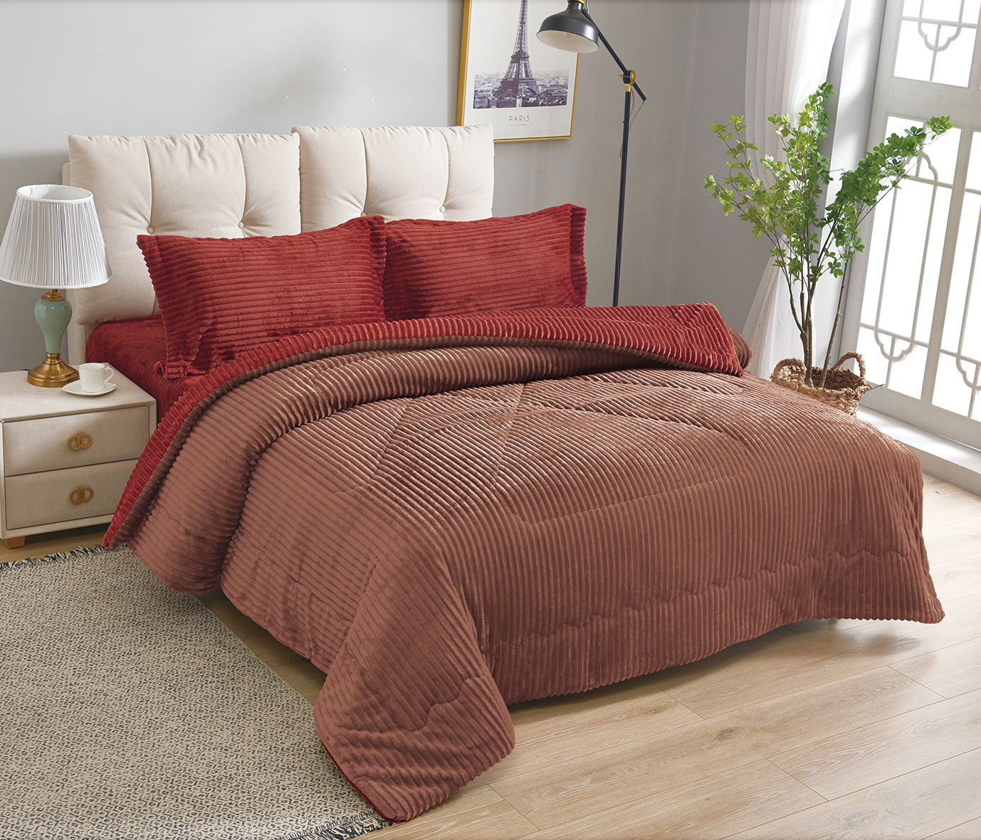100% polyester solid flannel jacquard quilt